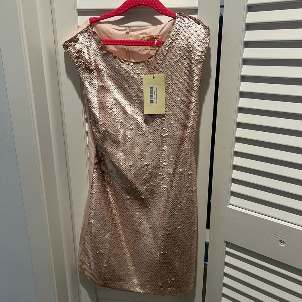 Size 8 girls Mia Joy rose gold sequin dress from Joyfolie, NWT